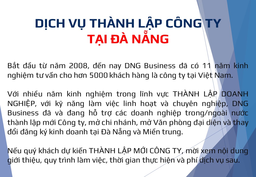 DỊCH VỤ THÀNH LẬP DOANH NGHIỆP TẠI ĐÀ NẴNG